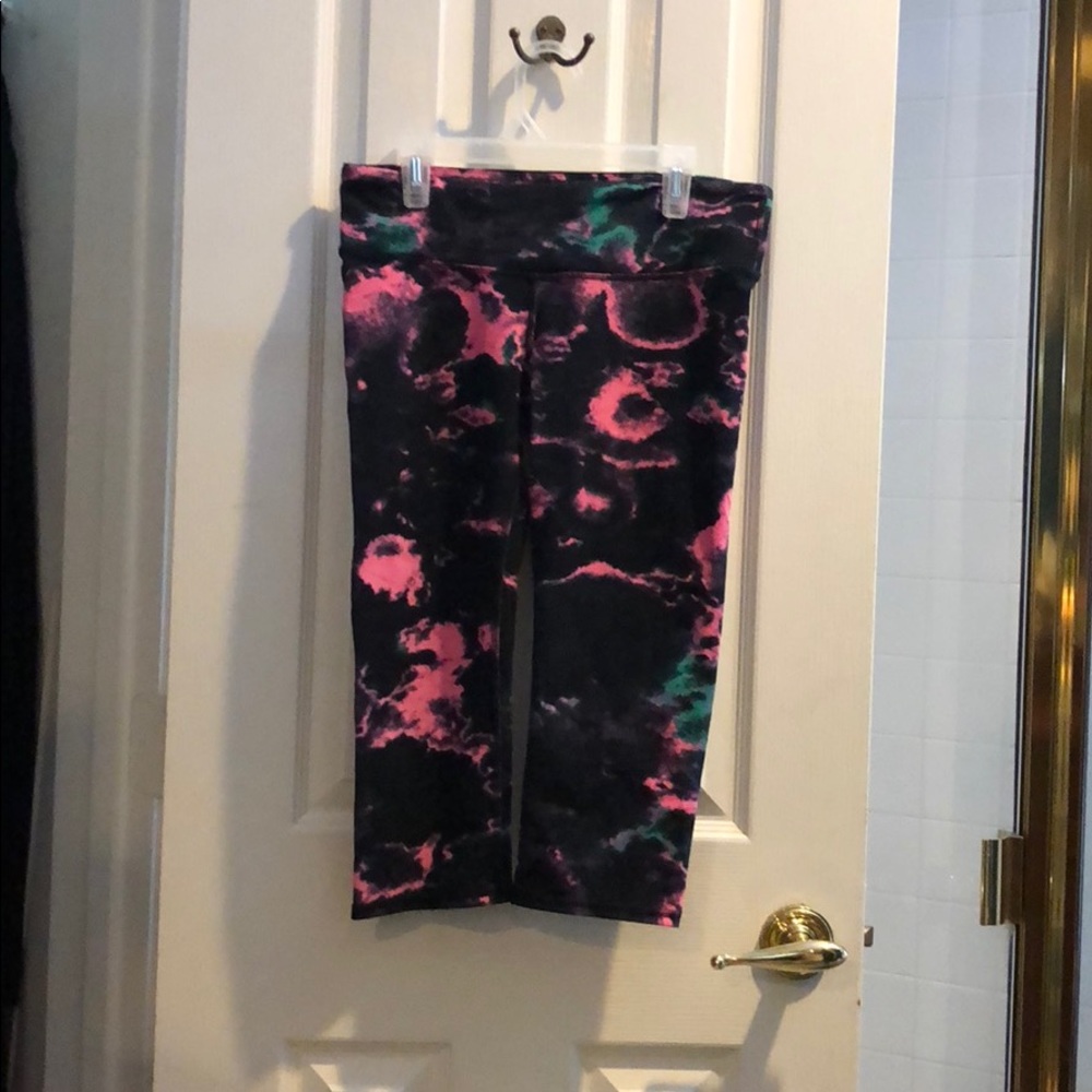 Orange and black yoga capris